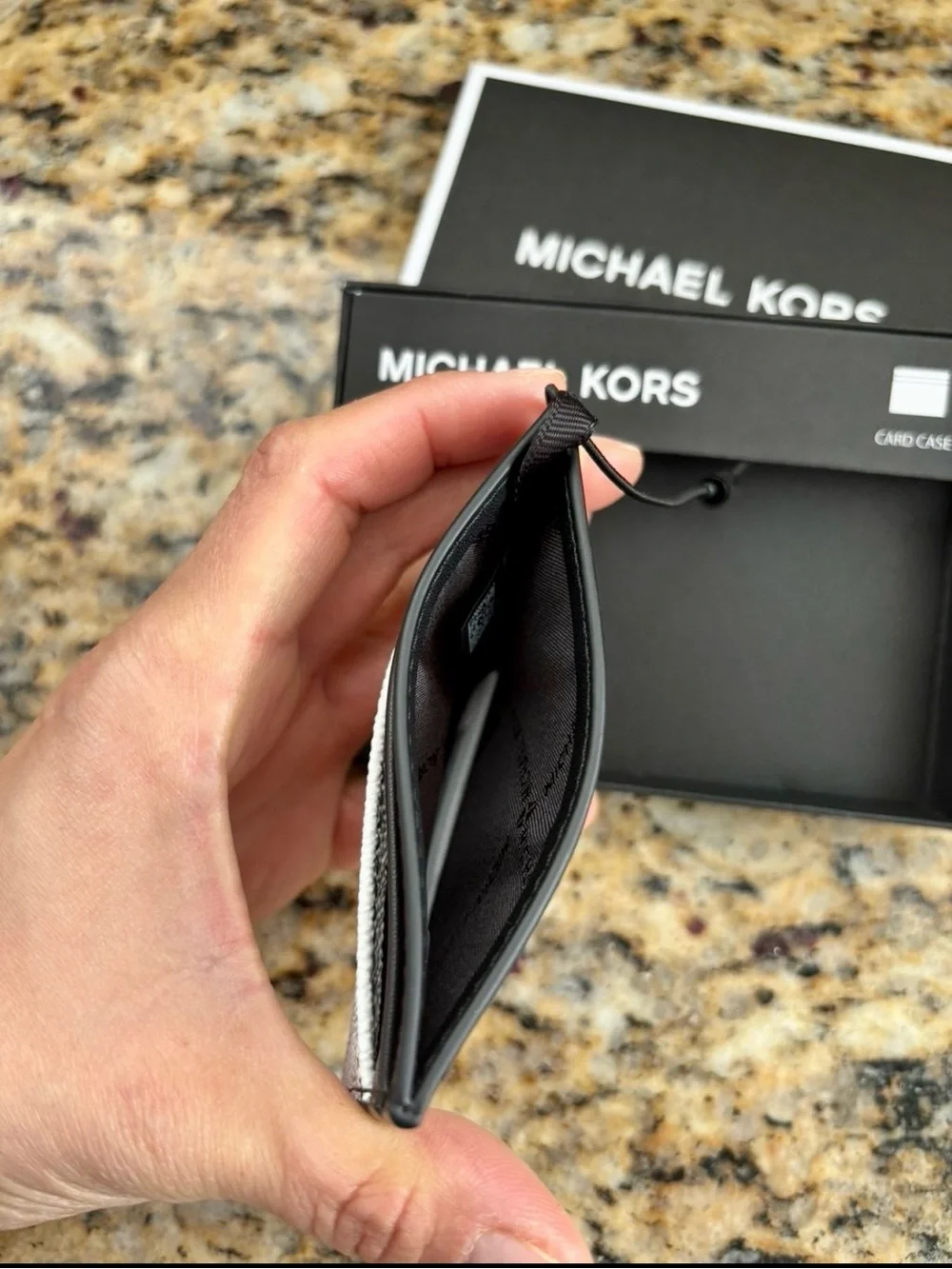Michael Kors Silver and Black Signature Card Holder - Picture 4 of 7